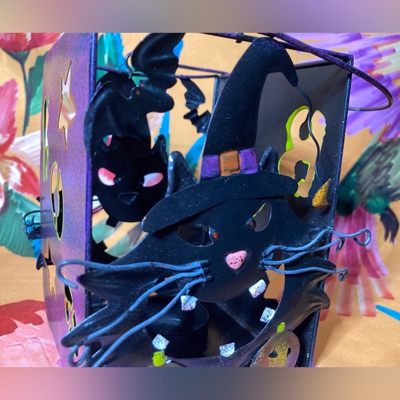 Vintage Folk Art Metal Halloween Candle Holder - Picture 5 of 9